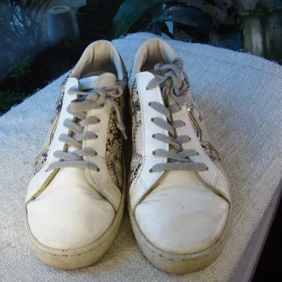 Vintage Havana Bianca gold snake white leather low top sneakers, size 7.5 - Picture 3 of 11